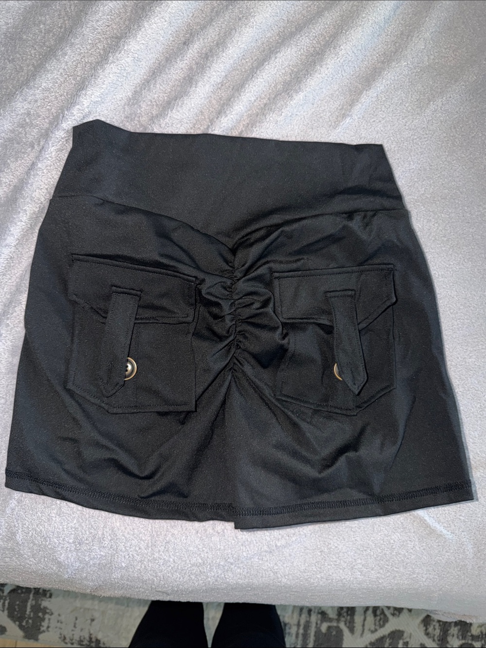 Black Ruched Pocket Mini Skirt